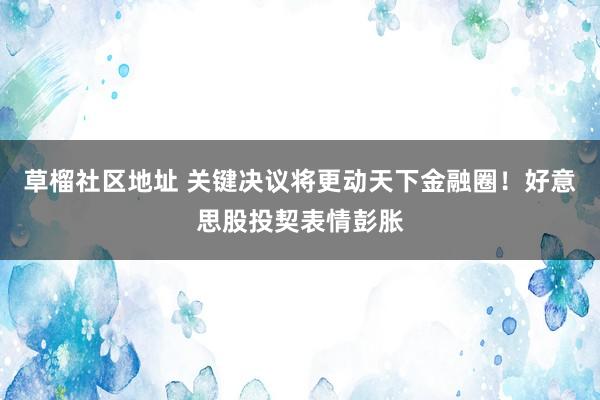 草榴社区地址 关键决议将更动天下金融圈！好意思股投契表情彭胀