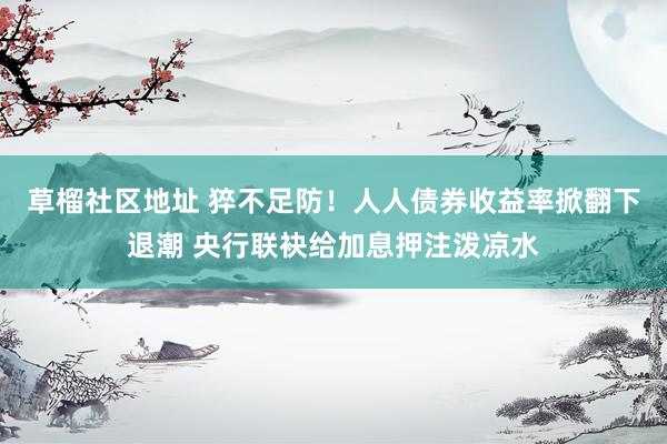 草榴社区地址 猝不足防！人人债券收益率掀翻下退潮 央行联袂给加息押注泼凉水