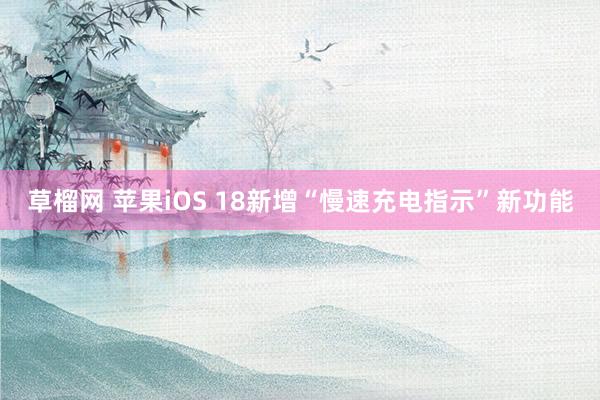 草榴网 苹果iOS 18新增“慢速充电指示”新功能