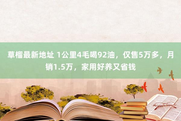 草榴最新地址 1公里4毛喝92油，仅售5万多，月销1.5万，家用好养又省钱