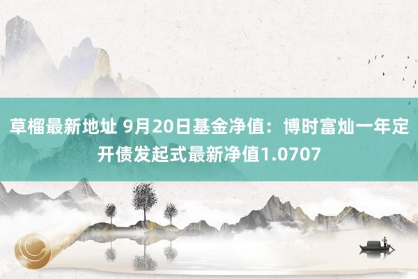 草榴最新地址 9月20日基金净值：博时富灿一年定开债发起式最新净值1.0707