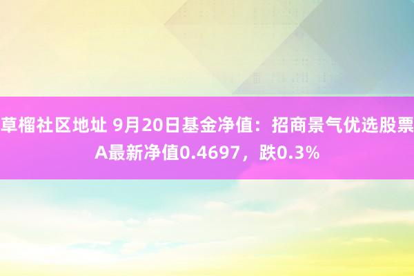 草榴社区地址 9月20日基金净值：招商景气优选股票A最新净值0.4697，跌0.3%