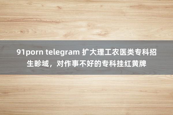 91porn telegram 扩大理工农医类专科招生畛域，对作事不好的专科挂红黄牌