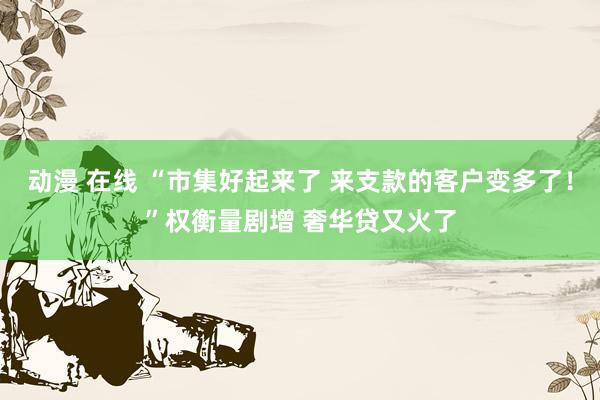 动漫 在线 “市集好起来了 来支款的客户变多了！”权衡量剧增 奢华贷又火了