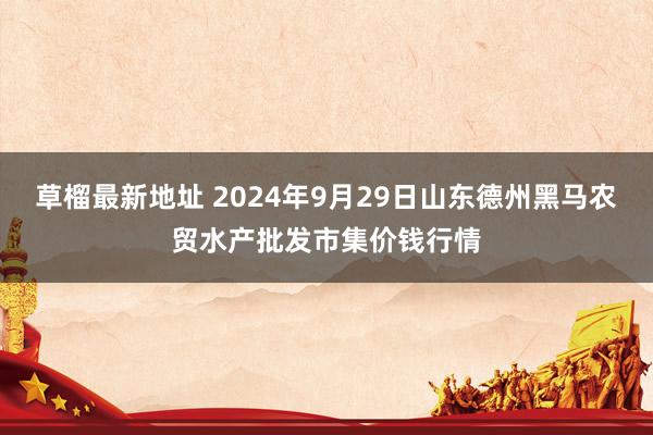 草榴最新地址 2024年9月29日山东德州黑马农贸水产批发市集价钱行情