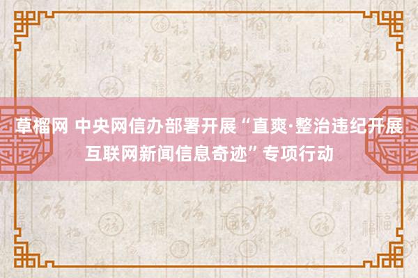 草榴网 中央网信办部署开展“直爽·整治违纪开展互联网新闻信息奇迹”专项行动