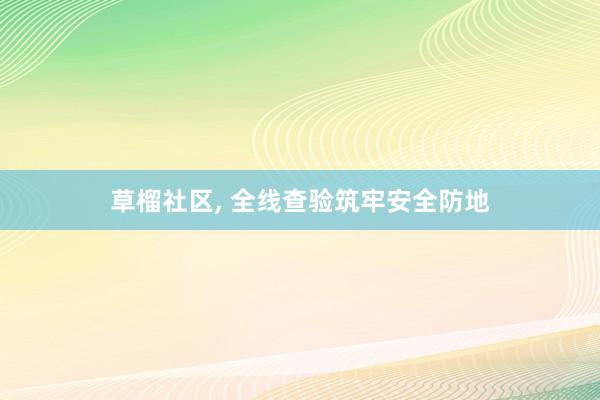 草榴社区， 全线查验筑牢安全防地