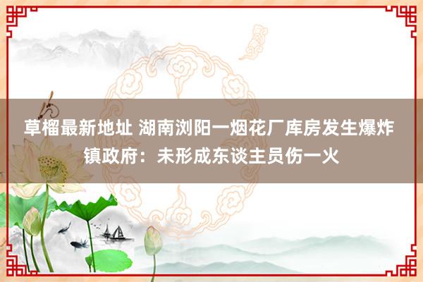 草榴最新地址 湖南浏阳一烟花厂库房发生爆炸 镇政府：未形成东谈主员伤一火