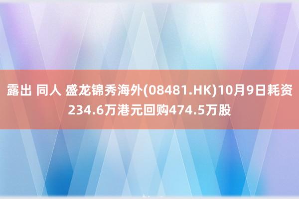 露出 同人 盛龙锦秀海外(08481.HK)10月9日耗资234.6万港元回购474.5万股