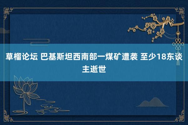 草榴论坛 巴基斯坦西南部一煤矿遭袭 至少18东谈主逝世