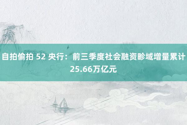 自拍偷拍 52 央行：前三季度社会融资畛域增量累计25.66万亿元