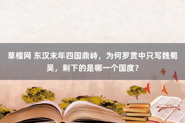 草榴网 东汉末年四国鼎峙，为何罗贯中只写魏蜀吴，剩下的是哪一个国度？