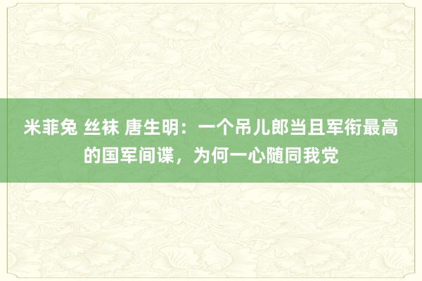 米菲兔 丝袜 唐生明：一个吊儿郎当且军衔最高的国军间谍，为何一心随同我党