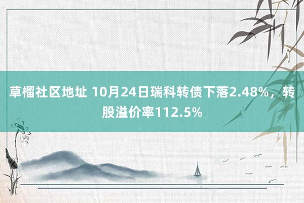 草榴社区地址 10月24日瑞科转债下落2.48%，转股溢价率112.5%