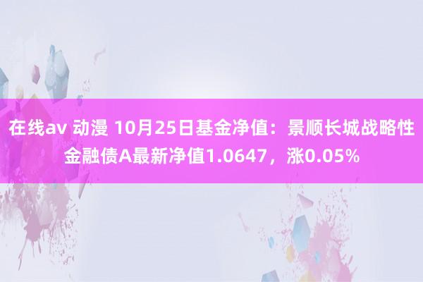 在线av 动漫 10月25日基金净值：景顺长城战略性金融债A最新净值1.0647，涨0.05%