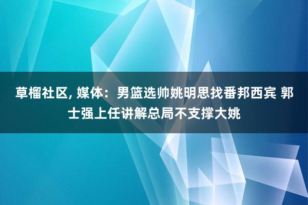 草榴社区， 媒体：男篮选帅姚明思找番邦西宾 郭士强上任讲解总局不支撑大姚