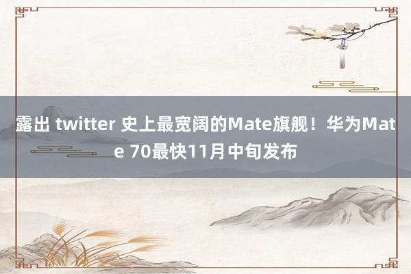 露出 twitter 史上最宽阔的Mate旗舰！华为Mate 70最快11月中旬发布