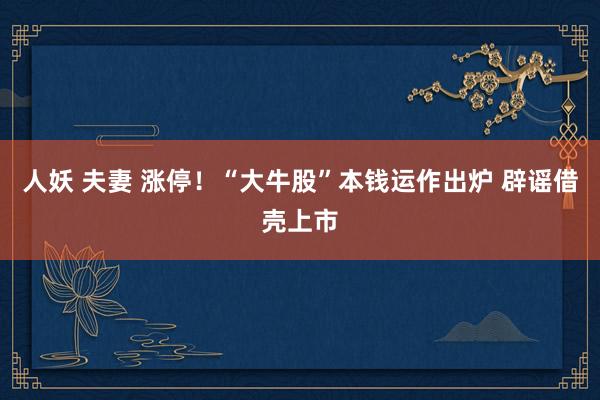 人妖 夫妻 涨停！“大牛股”本钱运作出炉 辟谣借壳上市